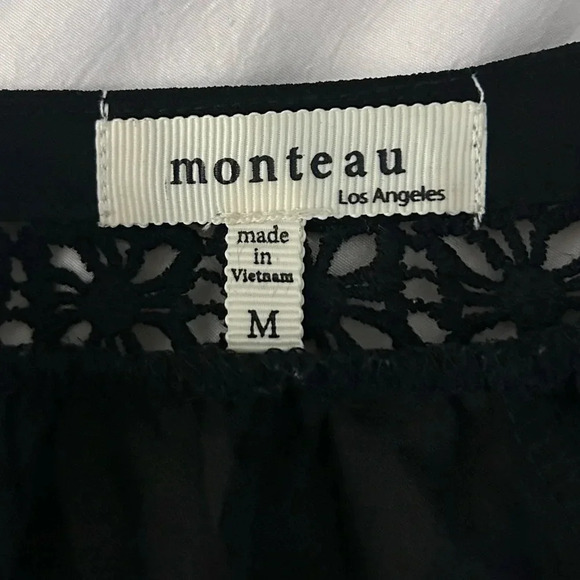 Monteau Los Angeles Black Open Back Top Size Medium - Picture 5 of 7